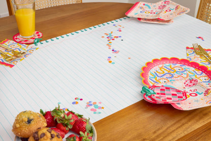 Notebook Paper Table Runner with Stickers