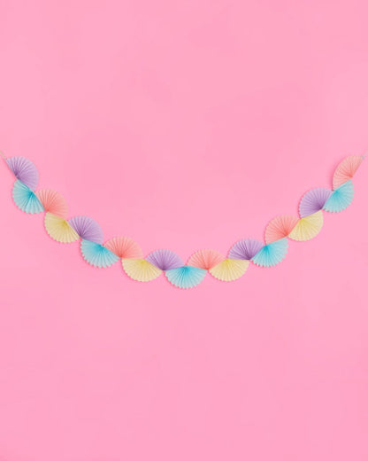 Pastel Party Paper Fan Garland, Birthday Party Banner, Bday