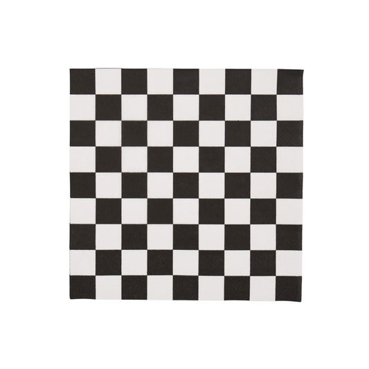 BLACK AND WHITE SIGNATURE CHECKER LARGE NAPKINS