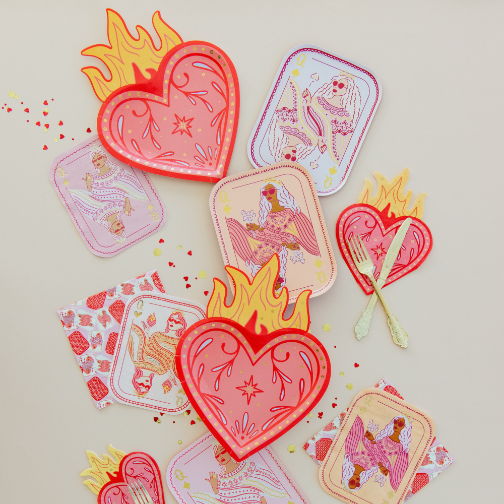 Queens Flaming Hearts Dessert Plates