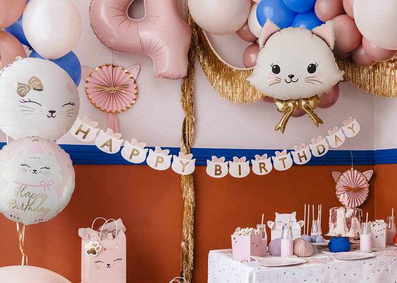 Happy Birthday Kitty Round Foil Balloon 18 in