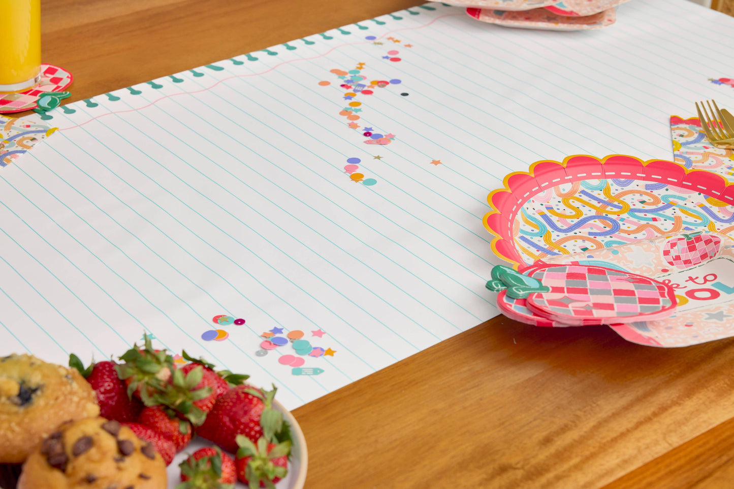 Notebook Paper Table Runner with Stickers