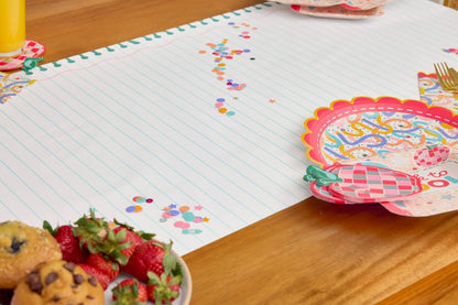 Notebook Paper Table Runner with Stickers
