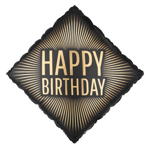 Happy Birthday Black Shape Foil Balloon 18 in
