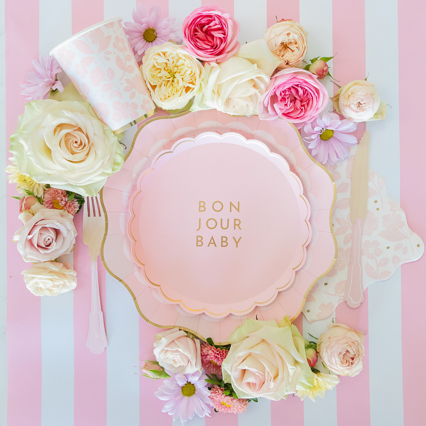 PETAL PINK ELEGANT FLORAL DINNER PLATES
