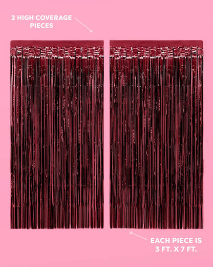 Merlot Curtain - set of 2 curtains, burgundy fringe, red