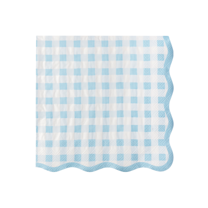 ELEGANT SKY BLUE GINGHAM DINNER NAPKINS