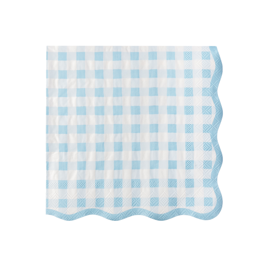 ELEGANT SKY BLUE GINGHAM DINNER NAPKINS