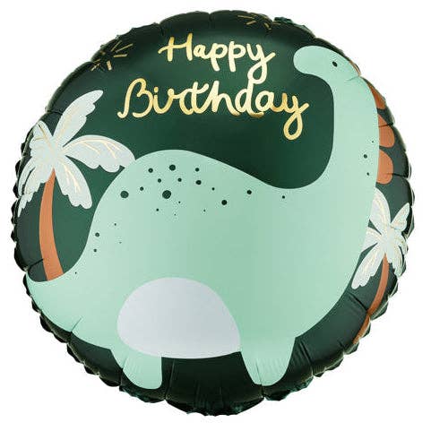 Happy Birthday Brontosaurus Round Foil Balloon 18 in