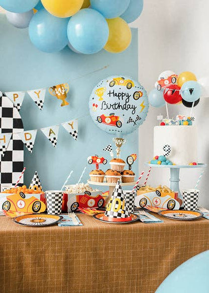 Racing Happy Birthday Round Foil Balloon 18 in