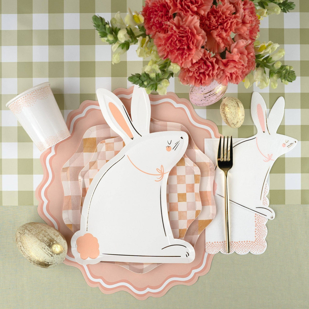 Gingham Olive Paper Table Runner