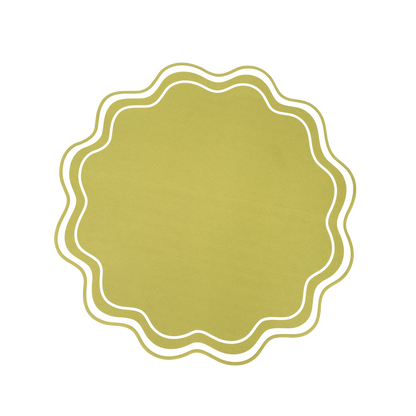 Green Wavy Scallop Paper Placemats