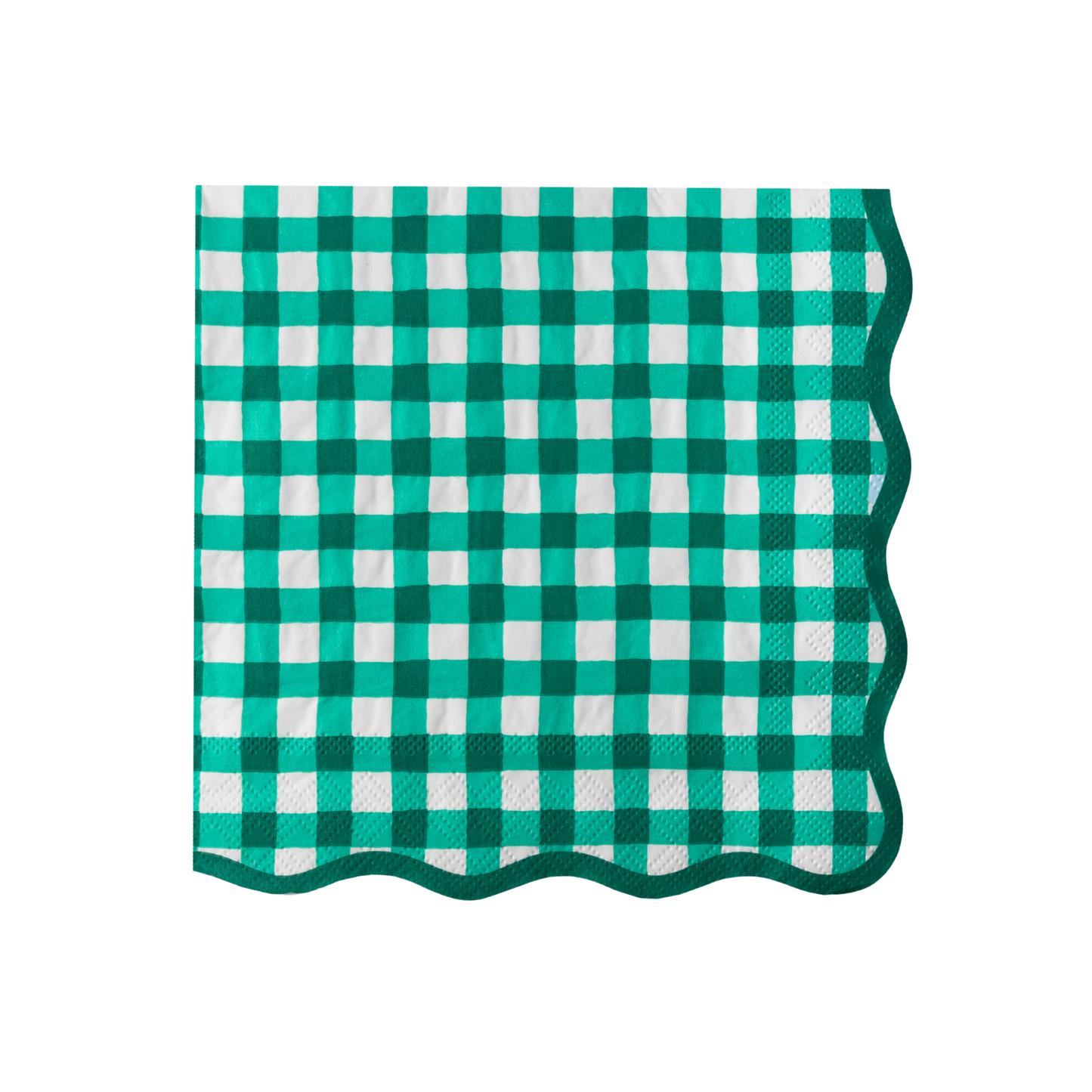ELEGANT EMERALD GREEN GINGHAM DINNER NAPKINS