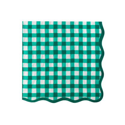 ELEGANT EMERALD GREEN GINGHAM DINNER NAPKINS