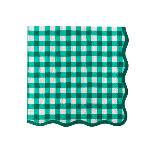 ELEGANT EMERALD GREEN GINGHAM DINNER NAPKINS