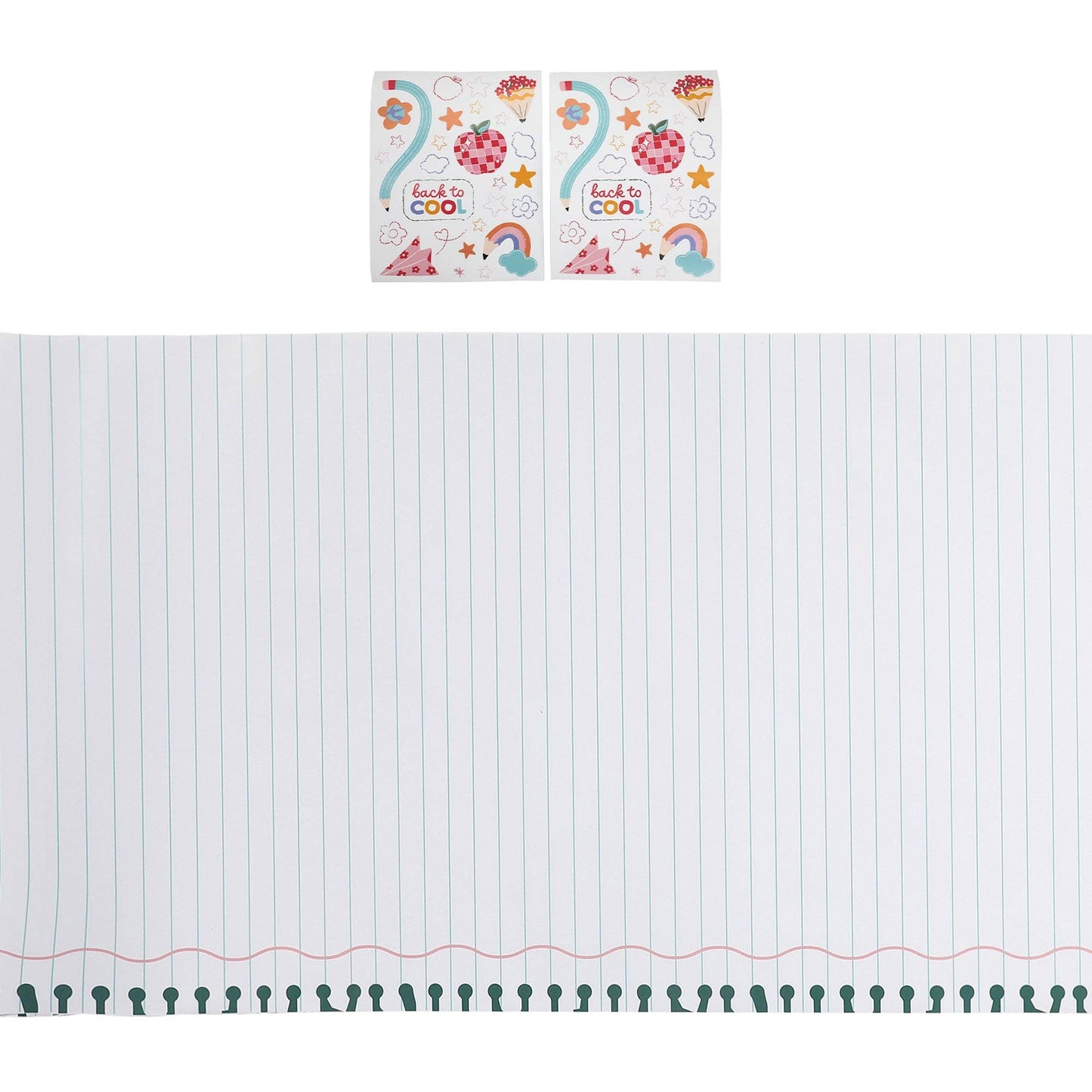 Notebook Paper Table Runner with Stickers
