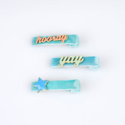 Happy Birthday Enamel Hair Clips (x 6)