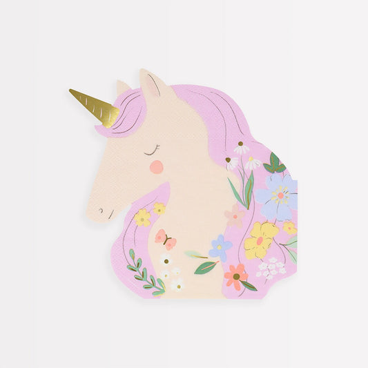 Meadow Unicorns Shaped Napkins (x 16)