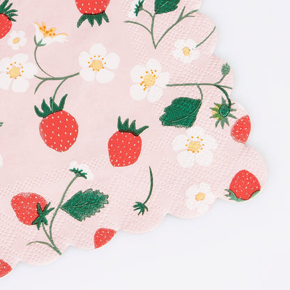 Strawberry Pattern Small Napkins (x 16)