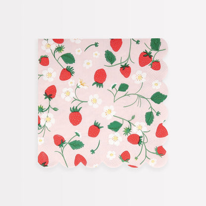 Strawberry Pattern Large Napkins (x 16)