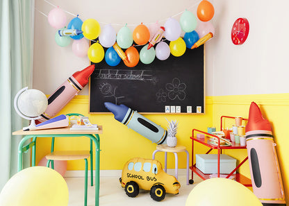 Crayons foil balloons, blue, 23x104 cm