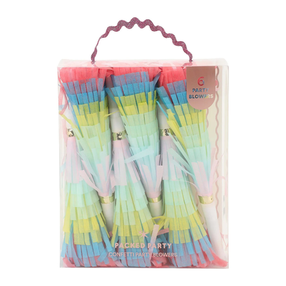 Confetti Burst Fringe Party Blowers (6 count)