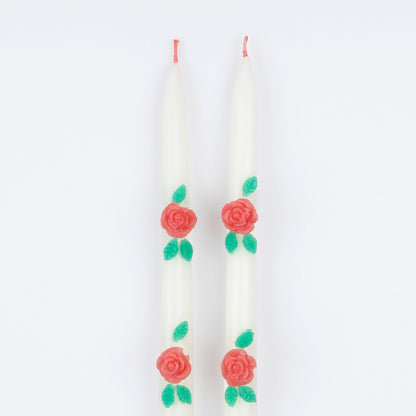 Rose Taper Candles (x 2)