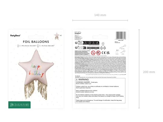 Foil Balloon Star with Fringes Happy Birthday (72X72CM)