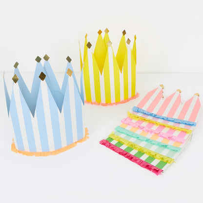 Striped Party Crowns (x 8)