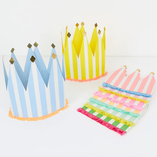 Striped Party Crowns (x 8)