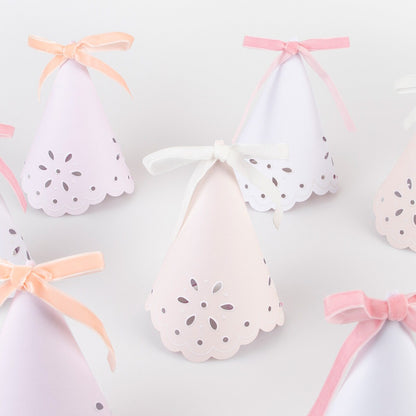 Broderie Anglaise Lace Party Hats (x 8)