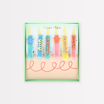 Happy Birthday Enamel Hair Clips (x 6)