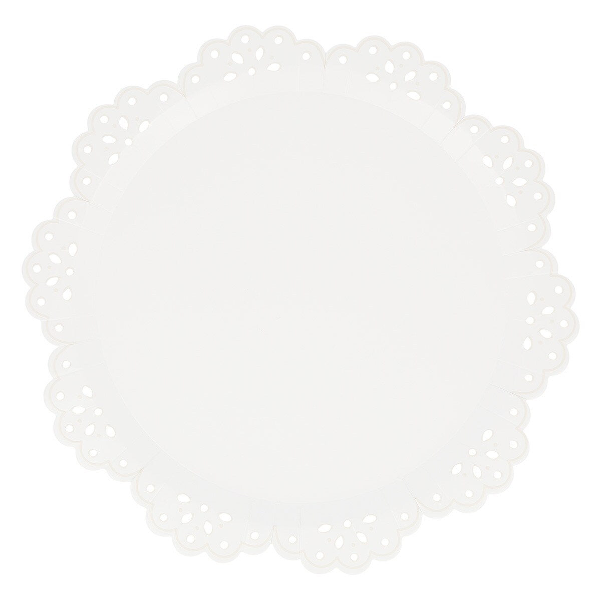 Broderie Anglaise Lace White Dinner Plates (x 8)