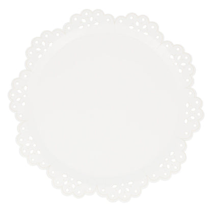Broderie Anglaise Lace White Dinner Plates (x 8)