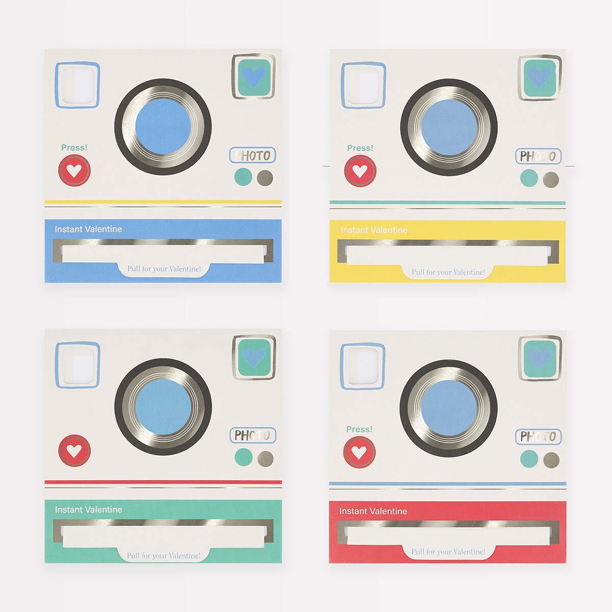 Instant Camera Kids Valentine's Cards & Stickers Set (x 24)