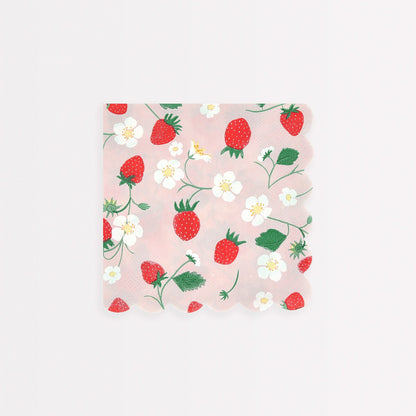 Strawberry Pattern Small Napkins (x 16)