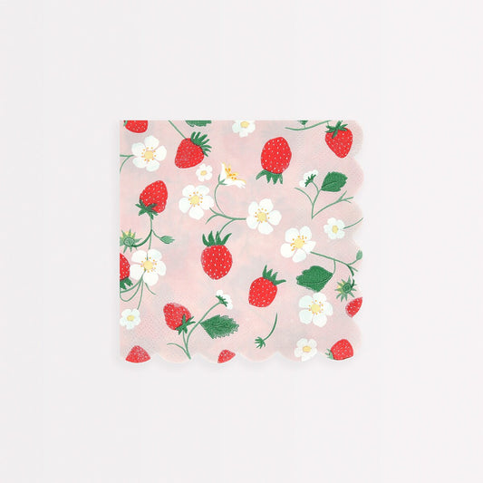 Strawberry Pattern Small Napkins (x 16)