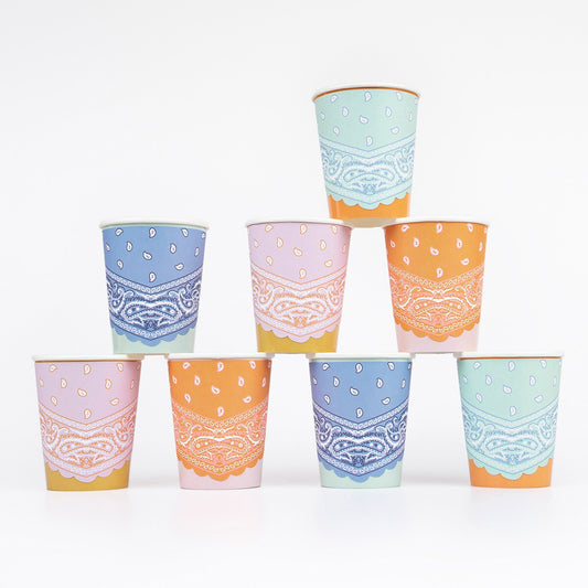 Western Bandana Cups (x 8)