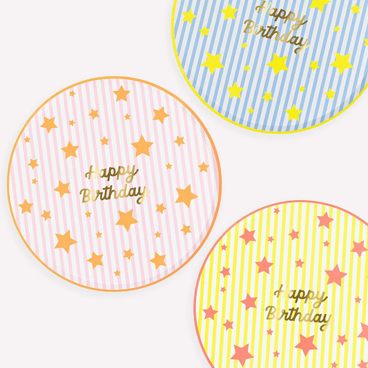Bright Star Happy Birthday Dinner Plates (x 8)