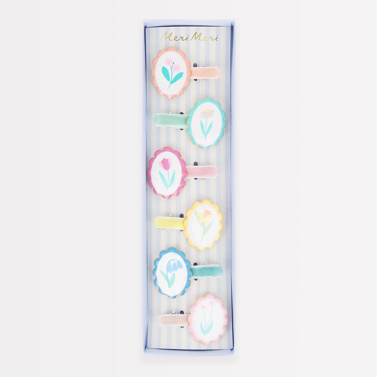 Flower Cameo Hair Clips (x 6)