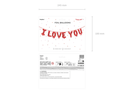 Foil Balloon I LOVE YOU, 102.4X15.7IN, Red