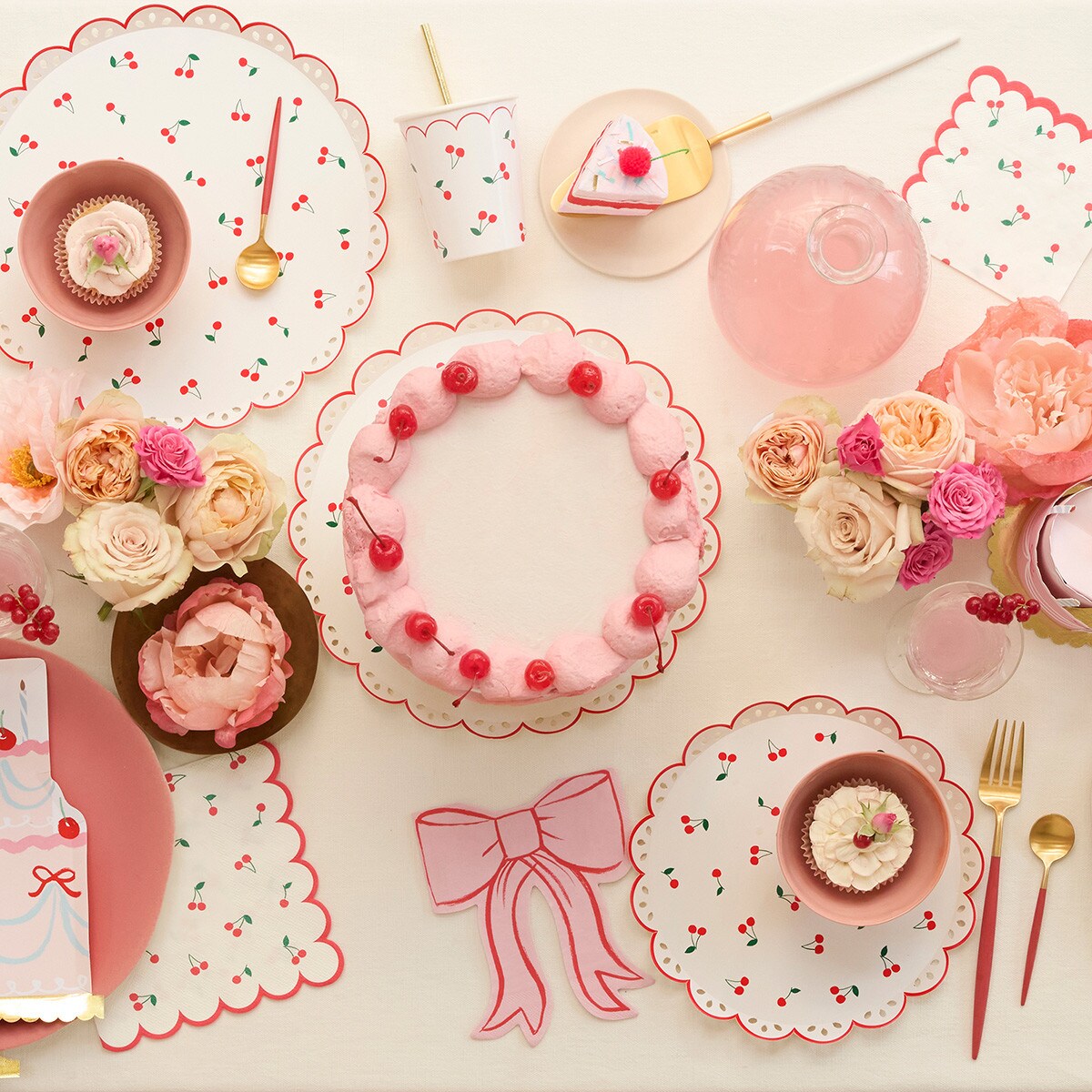 Cherry Pattern Small Napkins (x 16)