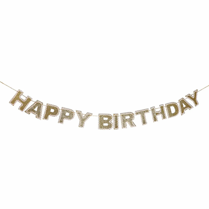 Happy Birthday Gold Shimmer Banner (Reusable Garland)