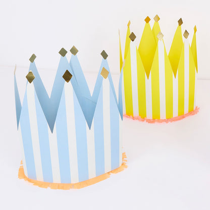 Striped Party Crowns (x 8)