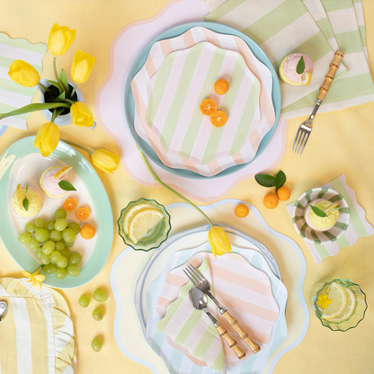 Pastel Stripe Side Plates (x 8)