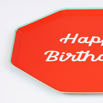 Mixed Happy Birthday Dinner Plates (x 8)