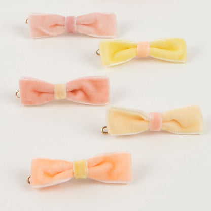 Pastel Velvet Mini Bow Clips (x 10)