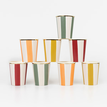 Fall Stripe Cups (x 8)