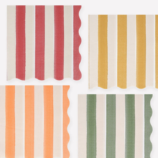 Fall Stripe Large Napkins (x 16)