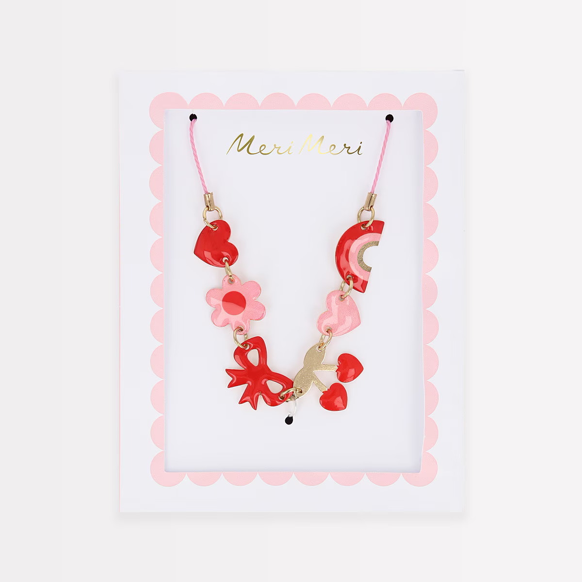 Hearts & Cherries Enamel Charm Necklace